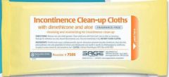 Incontinence Clean-Up Cloths with Dimethicone and Aloe by Sage SGE7505
