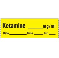 "Ketamine mg / mL" Tape, 1/2" x 500", Yellow