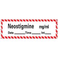 "Neostigmine mg / mL" Tape, 1/2" x 200", White / Red