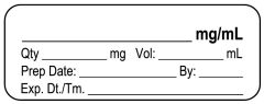 Anesthesia Label, Blank mg/mL, 2" x 3/4"