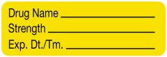 Anesthesia Label, Blank, 1-1/2" x 1/2" - Yellow