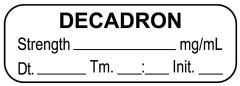 Anesthesia Label, Decadron mg/mL Date Time Initial, 1-1/2" x 1/2"