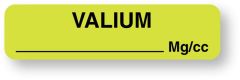 Anesthesia Label, Valium mg/mL mg/cc, 1-1/4" x 5/16"