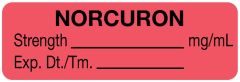 Anesthesia Label, Norcuron mg/mL, 1-1/2" x 1/2"