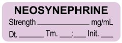 Anesthesia Label, Neosynephrine mg/mL Date Time Initial, 1-1/2" x 1/2"