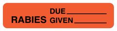 RABIES DUE GIVEN, Rabies Vaccination Label, 1-5/8" x 3/8"