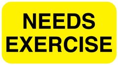 NEEDS EXERCISE, 1-5/8" x 7/8"