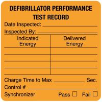 Defibrillator Performance Test Record, 1-1/2" x 1-1/2"