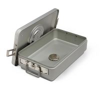 Steriset Three-Quarter Sterilization Container, Condensate Drain, Aluminum Lid, Gray Handle, 18" x 10.5" x 5.25"