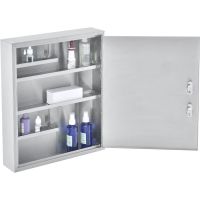 Global Industrial Stainless Steel Medical Cabinet W/Double Key Locks, 14"Wx3-18"Dx17-18"H