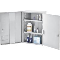Global Industrial Stainless Steel Narcotics Cabinet W/Double Door/Double Lock, 16"Wx8"Dx24"H