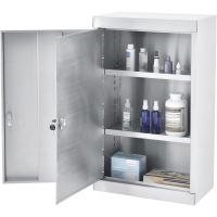 Global Industrial Stainless Steel Narcotics Cabinet W/Double Door/Double Lock, 18"Wx10"Dx30"H