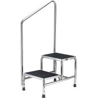 Global Industrial Chrome Two-Step Foot Stool With Handrail