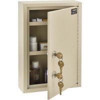 Global Industrial Medical Security Cabinet w/Double Key Locks, 8"W x 2-5/8"D x 12-1/8"H, Beige