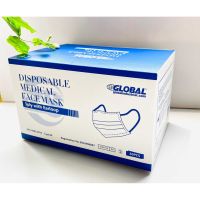 Disposable Medical Face Mask,3-Ply with Earloops,Individually Wrapped,Blue,50/Box