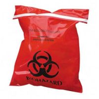 Red Stick-On Biohazard Waste Bags,2 mil,12"W x 14"L,100/Box