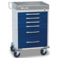 Detecto Rescue Series Anesthesiology Medical Cart, White Frame with 6 Blue Drawers