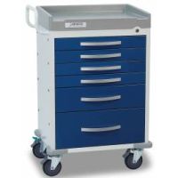Detecto Rescue Series Anesthesiology Medical Cart, White Frame with 5 Blue Drawers