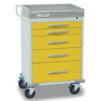 Detecto Rescue Series Isolation Medical Cart, White Frame with 5 Yellow Drawers