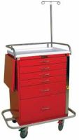 Harloff Classic Tall Six Drawer Emergency Cart, Specialty Package, Red - 6401Q