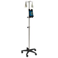 Omnimed Mobile Tablet IV Cart with 4 Rams Hooks, 22" Dia. Base, Adjustable Height Up To 7 Ft.