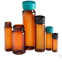 Qorpak GLA-00799 Amber Glass Screw Thread Sample Vials Only, 2 dram (7.5ml), Case of 144