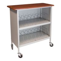 Omnimed Artisan Cabinet Chart Rack, 16 Binder Capacity, Cherry Top with Light Gray Rack