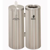 Glaro Floor Standing Sanitary Wipe Dispenser & Receptacle Satin Aluminum