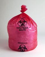 High Density Red Infectious Waste Liner,17 Microns,36" x 48",Pkg Qty 250