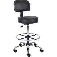 Interion Vinyl Medical Stool with Backrest and Footring, Black