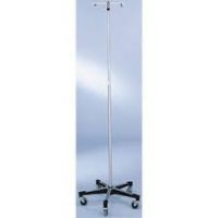 Blickman 7792SS-4 Stainless Steel IV Stand with 5-Leg Base, 4-Hook, 74"-110" Height
