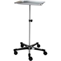 Blickman 1501 Chrome Instrument Stand with 5-Leg Cast Aluminum Base, 12-5/8" x 19-1/8" Tray