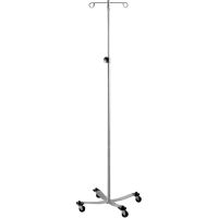 Blickman 1410SS-4 Stainless Steel IV Stand with 4-Leg Base, 4-Hook, 51-3/4" - 94" Height