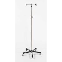 Blickman 1415SS Stainless Steel IV Stand with 5-Leg Base, 2-Hook, 52"- 94" Height