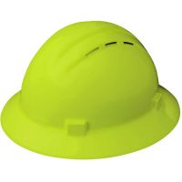 ERB  19430 Americana Full Brim Hard Hat Vent, Mega Ratchet, 4-Pt Nylon Suspension, Hi Viz Lime - Pkg Qty 12