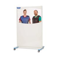 Clear Lead Glass Mobile X-ray Barrier, 1.60 mm Pb Equivalent Protection, 30" W x 48" H Panel