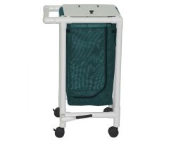 Single Bag Laundry Hampers - Standard with FP - White PVC - Forest Green	