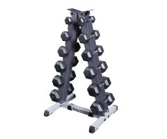 Body Solid 6-Pair Vertical Rack with Rubber Hex Dumbbells