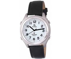 Talking Atomic Watch Male Voice Black Hands, LEATHER