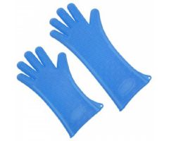 Heat Resistant Glove Silicone Heat Glove One Size Fits Most Silicone Blue 13.7 Inch Straight Cuff NonSterile