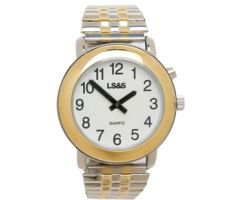 Talking Watch 1-Button White Face Two-Tone-MENS 