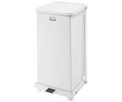 Trash Can Defenders 12 gal. Square White Steel Step On