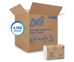 Scott Hand Towel Single Fold Disposable Fbr 1 Ply 10.25 in x 9.3 in Wht 4000/Ca