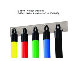 Wall rack for exercise weight bars, 10 hook for CanDo WaTE bars