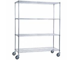 Linen Cart with Shelves 5 Inch Casters, 2 Locking 500 lbs. Weight Capacity Chrome Plated 4 Wire Shelves, Adjustable in 1 Inch Increments 24 X 60 Inch