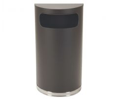 Trash Can Tough Guy 9 gal. Half Round Black Powder Coated Steel Side Opening