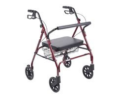 Drive Heavy Duty Bariatric Rollator w/ Large Padded Seat-Red