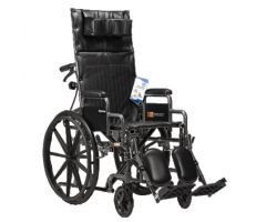 DynaRide Reclining Wheelchair - 20" x 16 "w/ Detach Desk Arm, Silver Vein