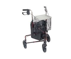Drive Wheel Walker Rollator w/ Basket Tray & Pouch-Flame Red