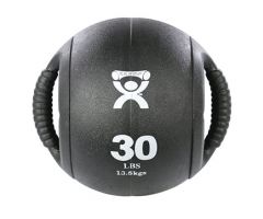 CanDo dual-handle medicine ball, 30 lb, 9in/23 cm, black